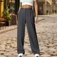 thumbnail image 2 of Women's High Waisted Wide Leg Sweatpants Elastic Smocked Waist Baggy Lounge Joggers with Pockets for Casual Streetwear Gym，Dark Gray，L, 2 of 9