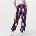 thumbnail image 4 of IVEYRTF Children's Halloween Print Cargo Pants Joggers Fall Winter Elastic Waistband Multiple Pockets Fleece-Lined Thickened Casual Sports Trousers for Kids 3-14 Years(Purple#1,7-8 Years), 4 of 5