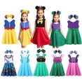 thumbnail image 2 of Vestido con temática de princesa de Disney para niños, disfraz de Frozen, Encanto, Bella, Aurora, fiesta de cumpleaños, vacaciones, informal, Verano, 2 of 5