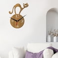 thumbnail image 4 of Relojes de pared sencillos con diseño de gato, de cuarzo, con espejo acrílico y aguja, sin marco y silenciosos. Marrón, 4 of 7