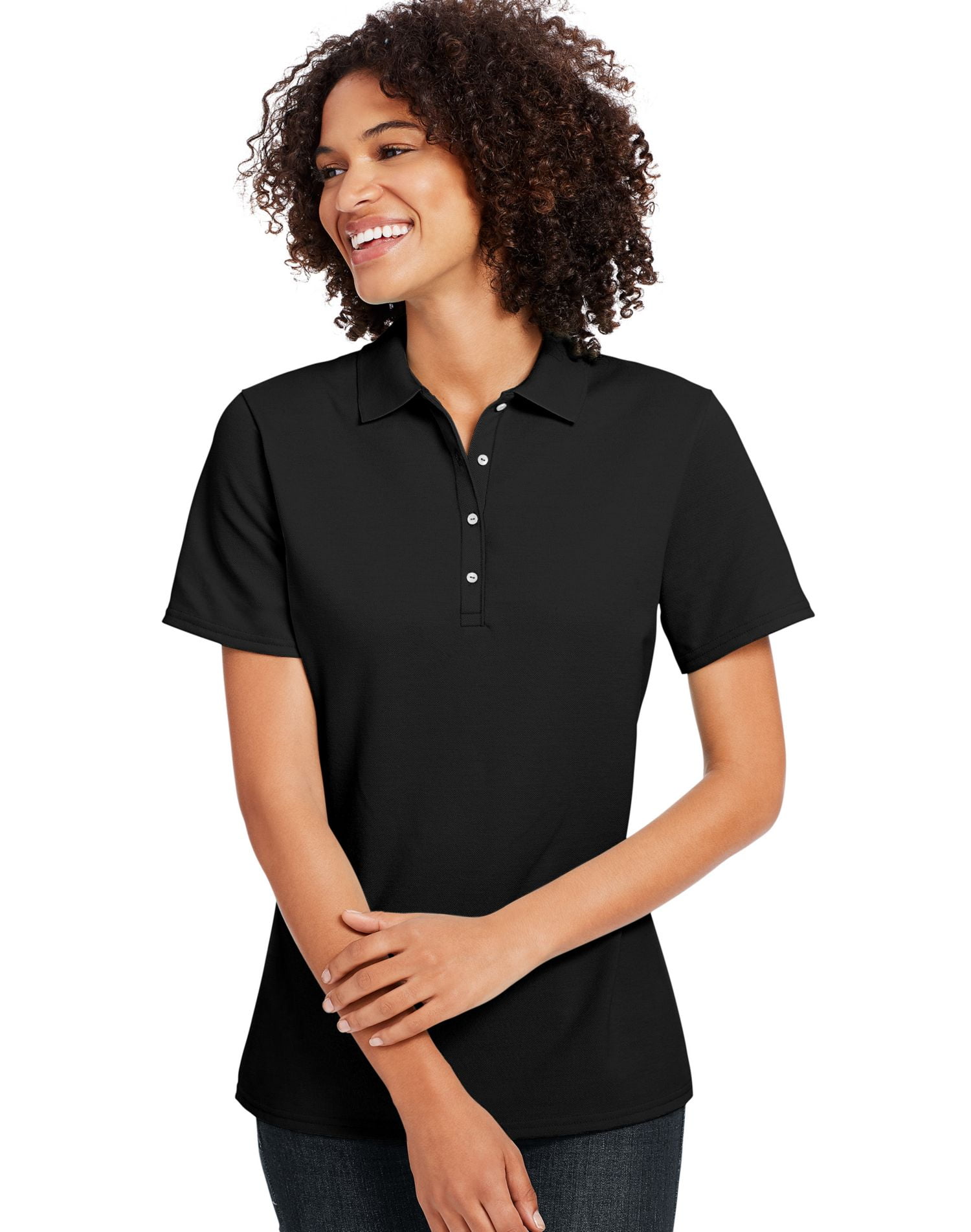hanes women's polo shirts