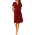 thumbnail image 2 of Unique Bargains Robe de Maternité Décontractée Col en V Manches Courtes Chemise de Nuit Vêtements de Détente Rouge m, 2 of 6