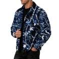 thumbnail image 5 of GrmtClth Retro Mens Leaf Camo Lightweight Lapel Jacket Long Sleeve Snap Placket Relaxed Fit Daily Walking Outerwear Blue M, 5 of 8