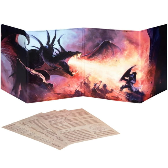 DND DM Screen 5e - D&D Dungeon Master Screen Full Color Print with Customizable Inserts - Dungeons and Dragons GM / Game Master Accessories Gift for Man or Woman. Hide Your Dice Rolls