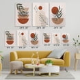 thumbnail image 6 of Terracotta Framed Boho Wall Art Set of 3, Mid Century Modern Abstract Wall Decor,Minimalist Leaf Art Neutral Geometric Wall Decor Canvas Prints Ready To Hang for Living Room Wall Decor 12"x16", 6 of 13