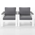 thumbnail image 4 of Superjoe Outdoor Aluminum Patio Furniture Chair Set of 2, Metal All-Weather Modern Patio Sofa Deep Seating Chair with Wood Accent Armrest and Angled Backrest, White, 4 of 7