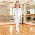 thumbnail image 2 of GJSYRH Girls Scoop Neck Long Sleeve Unitard Bodysuit Dancewear White 4-6Years, 2 of 8
