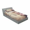 thumbnail image 3 of Ambesonne Flower Fitted Sheet & Pillow Sham Set, Spring Blossom on Wood, Queen, Pink Brown, 3 of 3