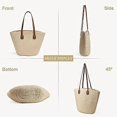 thumbnail image 2 of Straw Bags Summer Beach Tote Bag for Women Large Capacity Scalloped Straw Tote Bag with Zipper Beach Handbags Woven(Beige), 2 of 4