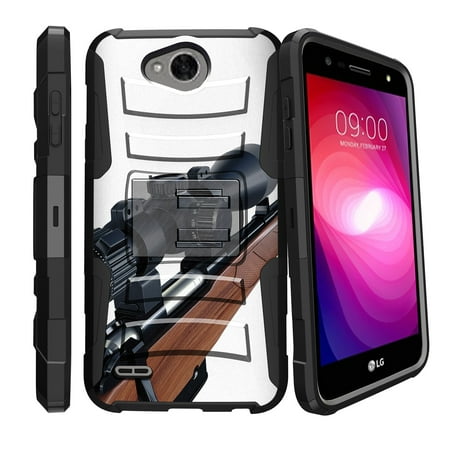 LG X Power 2 | LG Fiesta LTE | LG LV7 Holster Case  [ Clip Armor ] Heavy Duty Case with Belt Clip & Kickstand FireArm