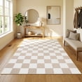 thumbnail image 5 of Garvee 5'x7' Checkered Area Rug Soft Plaid Carpet, Washable Non Slip Indoor Floor Mats for Living Room Bedroom Home Office, Camel, 5 of 8