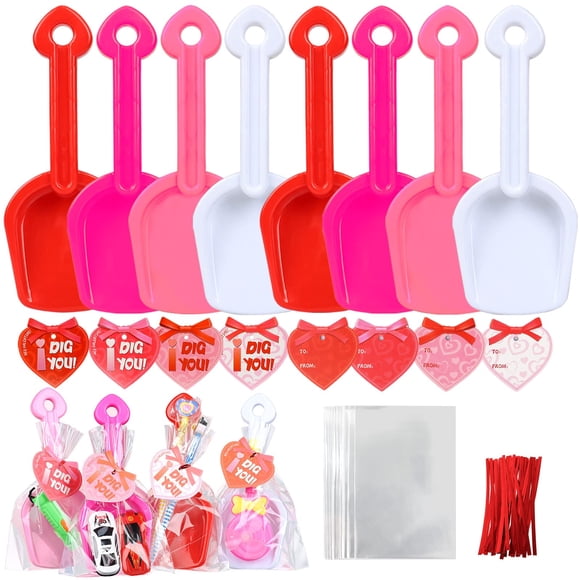 Giiffu 28 Palas De Plástico De San Valentín Con Etiquetas De Amor I Dig You 28 Bolsas De Dulces Con Lazos Para Regalos De Fiesta De San Valentín, Juguetes De San Valentín, Premios De Intercambio En El