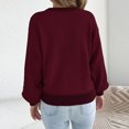 thumbnail image 6 of Qiopertar Women's Sweater Knitted Round Neck Long Sleeve Casual Loose Tops Fall Winter Basic Pullover Wine L, 6 of 7