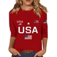 thumbnail image 3 of Youpwaven 250th Anniversary USA 3/4 Sleeve Crewneck Flag Graphic Tee Pullover for Women, America 250 Semiquincentennial Independence Day Patriotic Celebration Fashion Outfit, 3 of 5