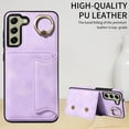 thumbnail image 2 of Case for Samsung Galaxy S21 FE, PU Leather 3 Card Slots with Finger Ring Holder Shockproof Phone Case, 2 of 15
