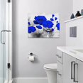thumbnail image 5 of Blue Floral Wall Art Flower Pictures Black and White Wall Decor Blue and Grey Canvas Print Rustic Painting Modern Home Framed Artwork for Living Room Bedroom Bathroom 16"x12", 5 of 6