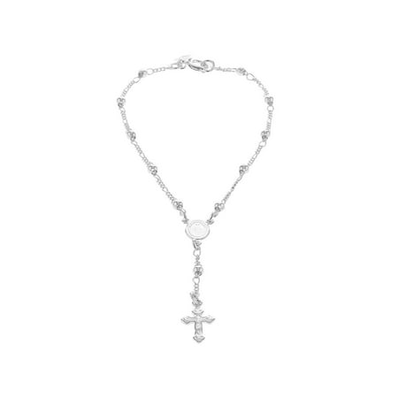 Silver Plated Rosary Bracelet Miraculous Virgin Mary Medal 7