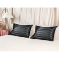 thumbnail image 6 of Unique Bargains Satin Pillow Cases Set of 2 Pillow Covers Queen Black, 6 of 7