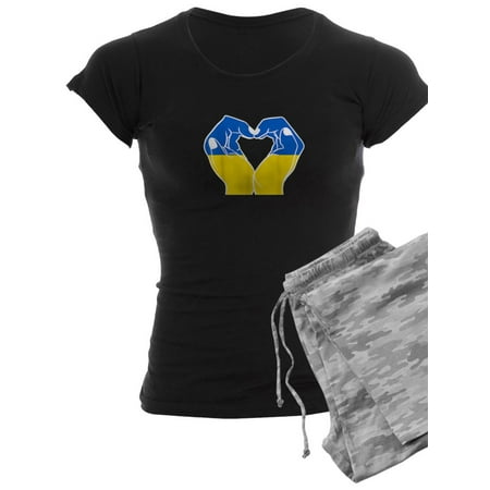 

CafePress - Hands Heart With Ukrainian Flag Pajamas - Women s Dark Pajamas