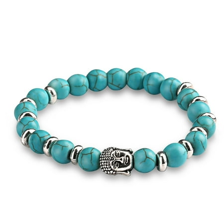 Uhibros Energy Beads Bracelet Lava Rock Turquoise Natural Energy Beads Bracelet Uhibros Lava Rock Turquoise Natural Agate Beaded Stretch With Buddha Head