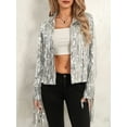 thumbnail image 6 of Michellecmm  Women's Sequin Party Jackets Long Sleeve Tassel Jackets Blazers, 6 of 9