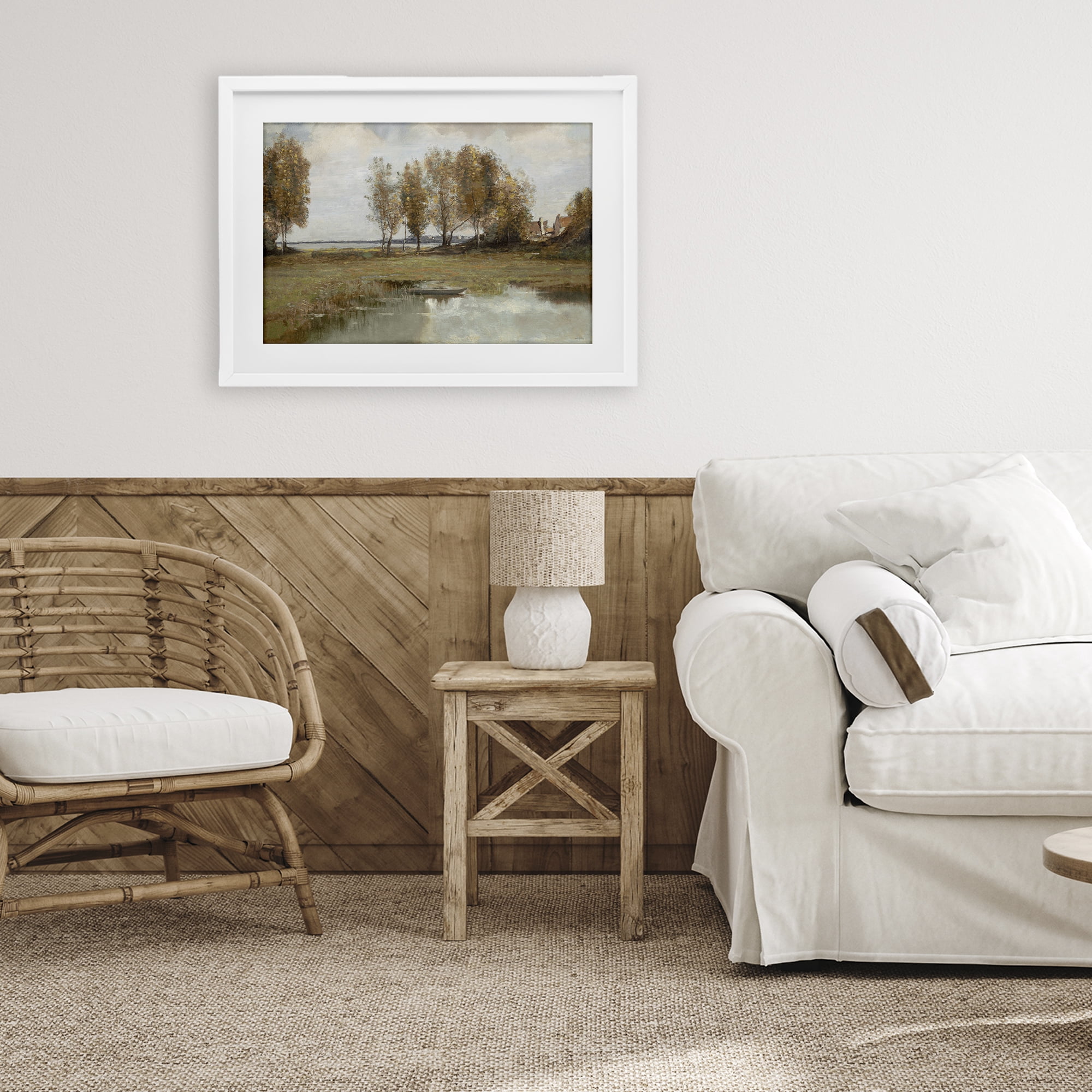 Stupell Industries A Peaceful Spot Landscape White Framed Print Under Glass, design by Amber Sterling