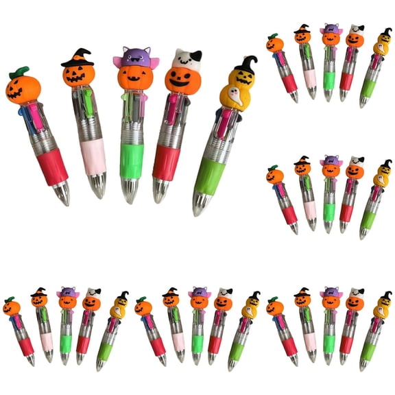 Solivara 20 PCS Cute Portable Four Color Halloween Pumpkin Ballpoint Pen 1ML For Home And Office(Orange*20,One Size)