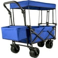 thumbnail image 1 of VEVOR Extra Large Collapsible Garden Cart with Removable Canopy, Folding Wagon Utility Carts with Wheels and Rear Storage, Wagon Cart for Garden, Camping, Grocery Cart, Shopping Cart, Blue, 1 of 9