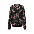 thumbnail image 2 of Seyurigaoka Women Christmas Sweatshirt Elk Snowflake Christmas Tree Letter Bow Hat Print Round Neck Long Sleeve Pullover Tops, 2 of 5