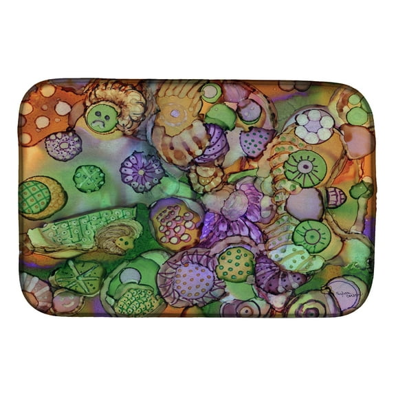 Abstract in Purple Green and Orange Dish Drying Mat