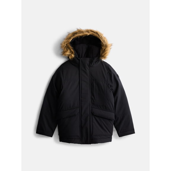 Ozark Trail Boys' Parka Jacket with Faux Fur Hood, Sizes 4-18