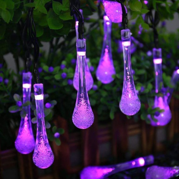 LINLIN Solar Water Drop String Lights,Waterproof LED Crystal Water Drop Fairy Lights Christmas Water Drop Lights for Outdoor Gardens Patio Homes Wedding Christmas Party