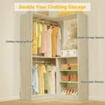 thumbnail image 3 of Homieasy Corner Closet System, 36 Inch Large Freestanding Closet Organizer System with 2 Hanging Rod and Storage Shelves, Sturdy Walk in Towers, 36" W x 36" D x 80" H, White Oak, 3 of 7