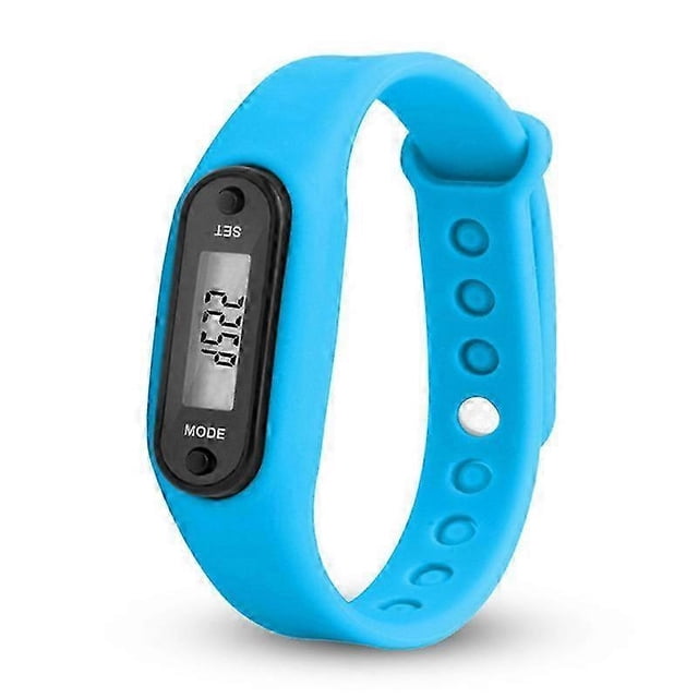 Reloj deportivo con contador de pasos y pantalla LCD para adultos y niños, color azul claro