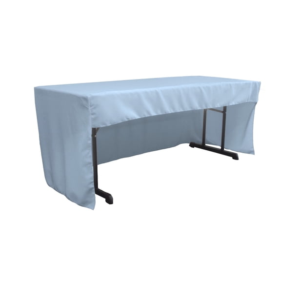 LA Linen TCpop-OB-fit-96x30x30-BlueLgtP18 2.26 lbs Open Back Polyester Poplin Fitted Tablecloth, Light Blue
