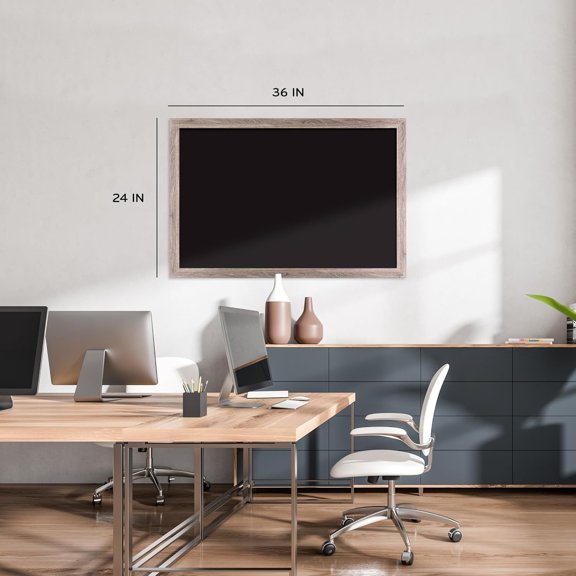Magnetic Chalkboard, 24" x 36", Rustic Wood Frame, Premium Matte Surface