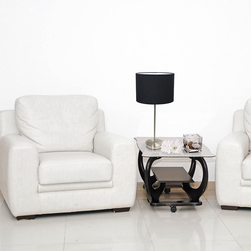 Simple Designs Brushed Nickel Stick Lamp with Fabric Shade