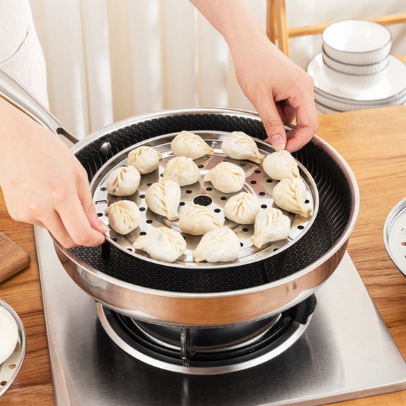 opvise Stainless Steel Steamer Rack with Removable Stand Stackable Multifunction Heat-Resistant Kitchen Food Steaming Tray Steamer Basket 26cm