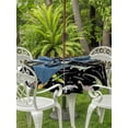 thumbnail image 2 of Outdoor Tablecloth with Umbrella Hole and Zipper, Black Dinosaur Round Table Cloth 54 Inch Waterproof Tablecloth, Vintage Letters Farm Animals Picnic Table Cover for Patio Camping, 2 of 7