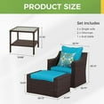 thumbnail image 3 of Cozyhom 5 PC Patio Furniture Sets, Patio Outdoor Chair With Ottomans and Coffee Table, PE Wicker Rattan Chair With Ottoman, Blue Cushion, 3 of 9