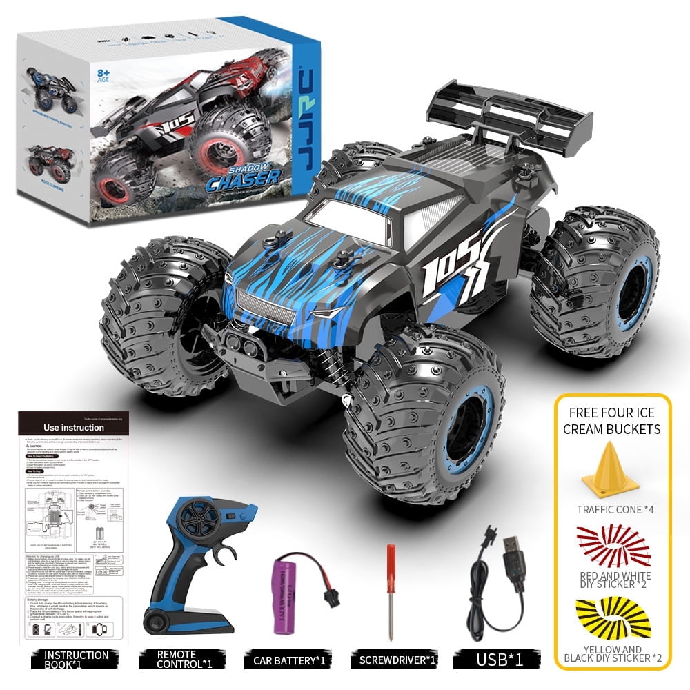 Camion RC Tout-terrain 1/18 6WD - Boîte Vitesses Haute/basse, Lumières LED, Télécommande 2,4G - Pour Adultes