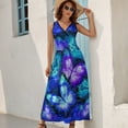 thumbnail image 5 of Cosmic Butterfly Purple Dress Summer Street Style Bohemia Long Dresses Female Sleeveless Printed Maxi Dress, 5 of 9
