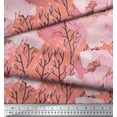thumbnail image 3 of Soimoi Orange Georgette Viscose Fabric Branch & Peach Flower Watercolor Print Fabric by The Yard 42 Inch Wide, 3 of 3