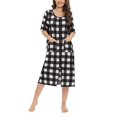 thumbnail image 5 of Valcatch Women's Zipper Robes Half Sleeve Below the Knee Lightweight Plaid Loungewear with Pockets S-2XL, 5 of 6