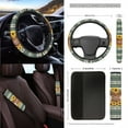 thumbnail image 3 of Renewold Car Seat Cover Set 15 PCS, with Steering Wheel Seat Belt Strap Rear View Mirror Cover Trash Can Cup Coaster Keychain Air Vent Storage Bag, American Tribal Highland Cow Sunflower Blue, 3 of 7