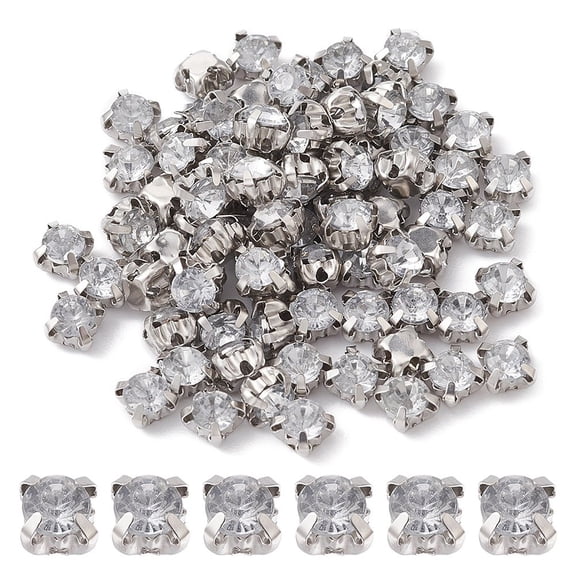 Square Sew on Rhinestone Multi-strand Links Acrylic Rhinestone with Brass Prong Settings Garments Accessories Crystal 4x4x4mm Hole: 0.6~0.8mm