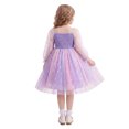 thumbnail image 5 of IBTOM CASTLE Girls Princess Long Sleeve Rainbow Party Tulle Dress 3D Flower Ruffle Mesh Dress Pageant Birthday Smocked Back Wedding Flower Girl Dress Rainbow Purple, 5 of 7