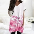 thumbnail image 2 of TQWQT Women's Plus Size Shirt Long Tunic Tops for Legging Short Sleeve Oversized Shirt Summer V-Neck T-Shirts Ethnic Floral Print Long Tops, 2 of 5