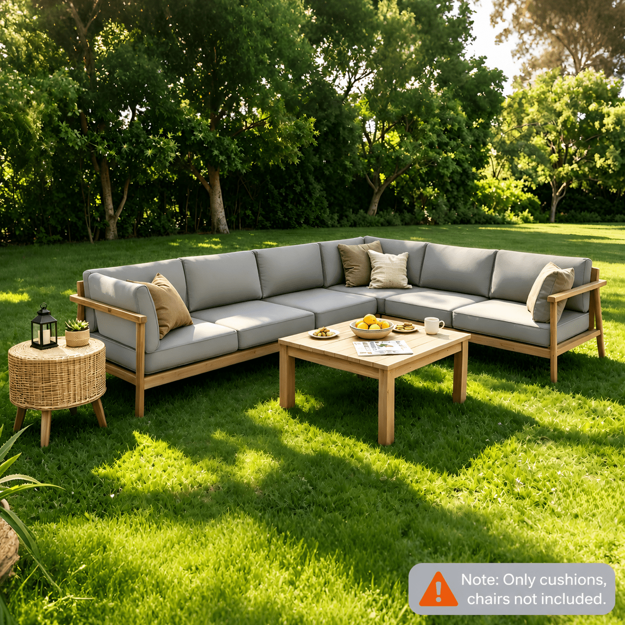 SUNCOZE 14-Piece Outdoor Patio Cushions Set for 6-Seat Sectional Sofa, 25.6" x 25.6" Replacement Couch Cushions, 4-Inch Thick Anti-Slip Garden Furniture Cushions, Grey