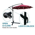 thumbnail image 4 of 10 Ft Outdoor Patio Umbrella,Solar Powered LED Lighted Sun Shade,Market Waterproof 8 Ribs Umbrella with Crank and Cross Base for Garden Deck Backyard Pool Shade Outside Deck Swimming Pool,Burgundy, 4 of 7